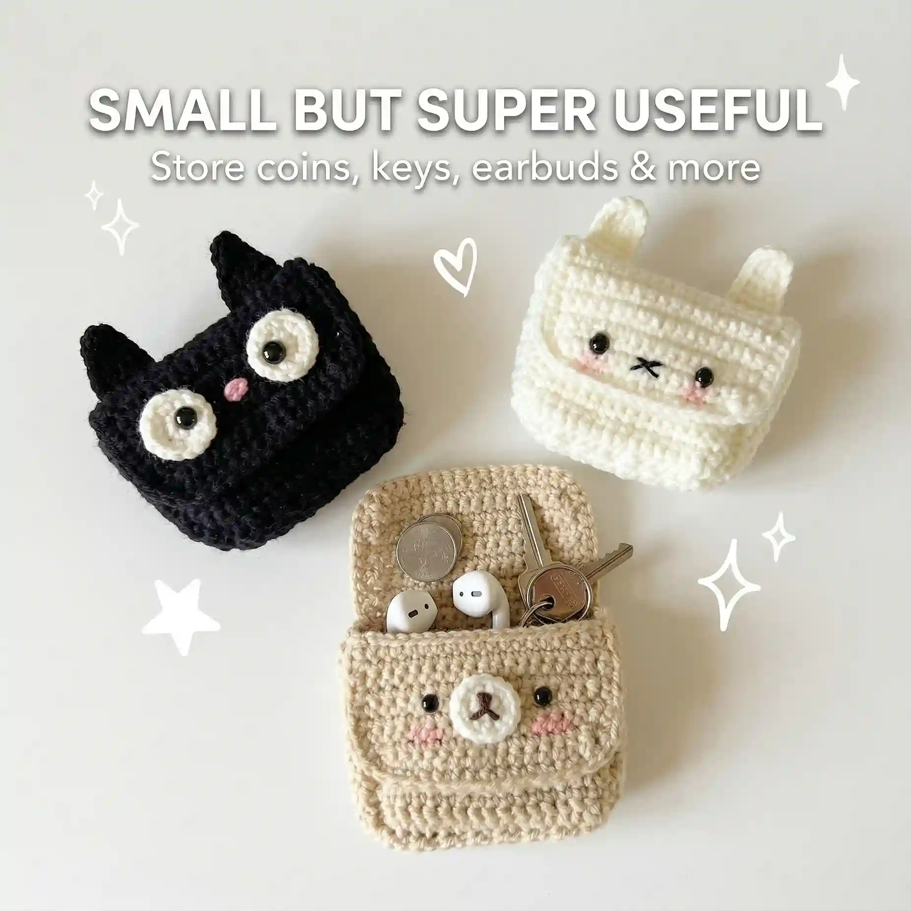Cute Crochet Wallet Pouch Handmade Amigurumi