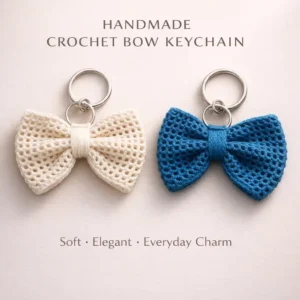 Handmade Crochet Bow Keychain Cute Soft Gift