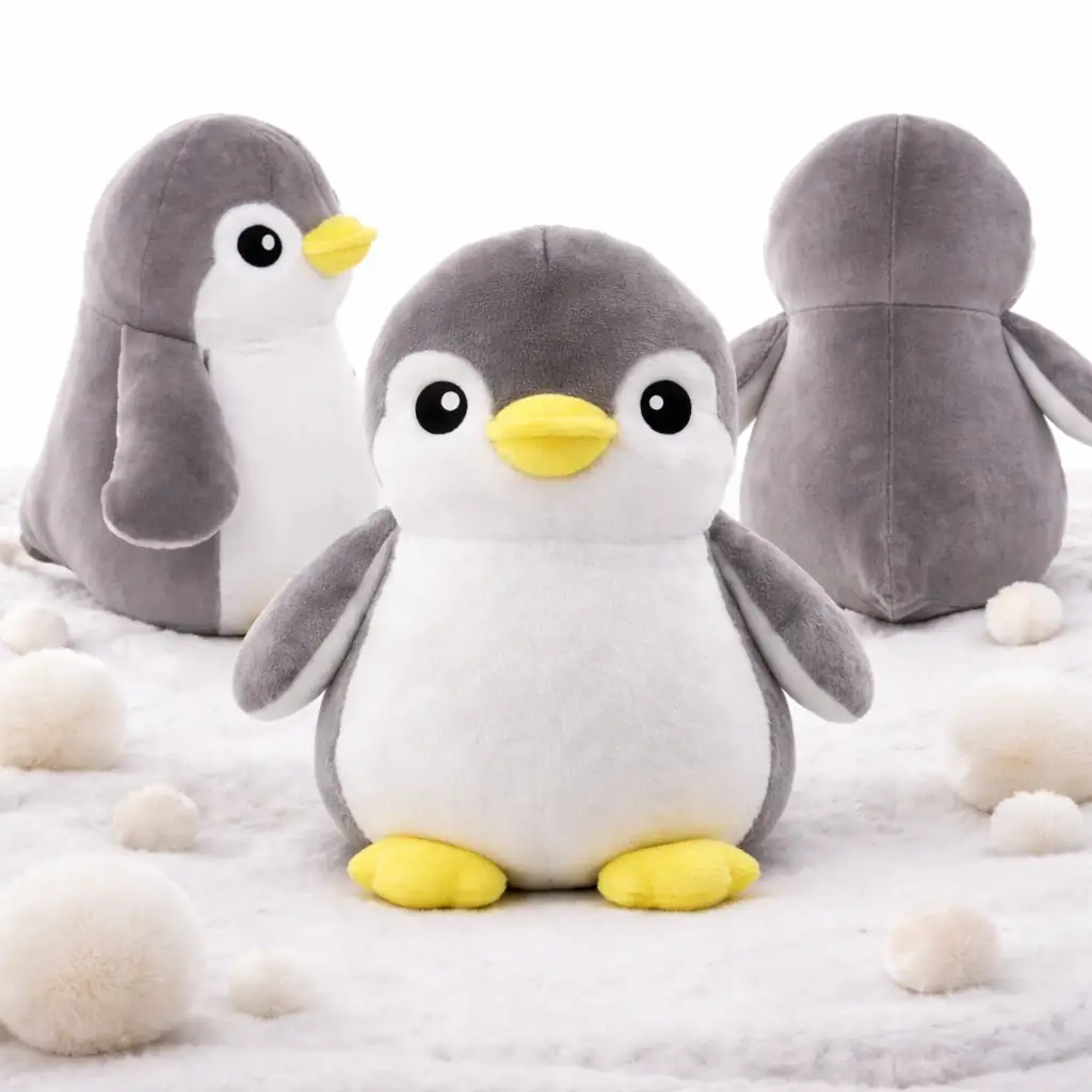Grey Penguin Soft Toy