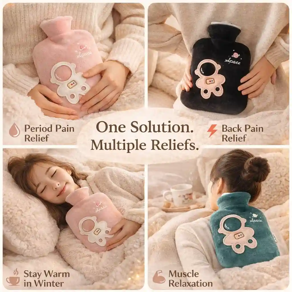 Pink Rubber Hot Water bag for Period Pain Relief