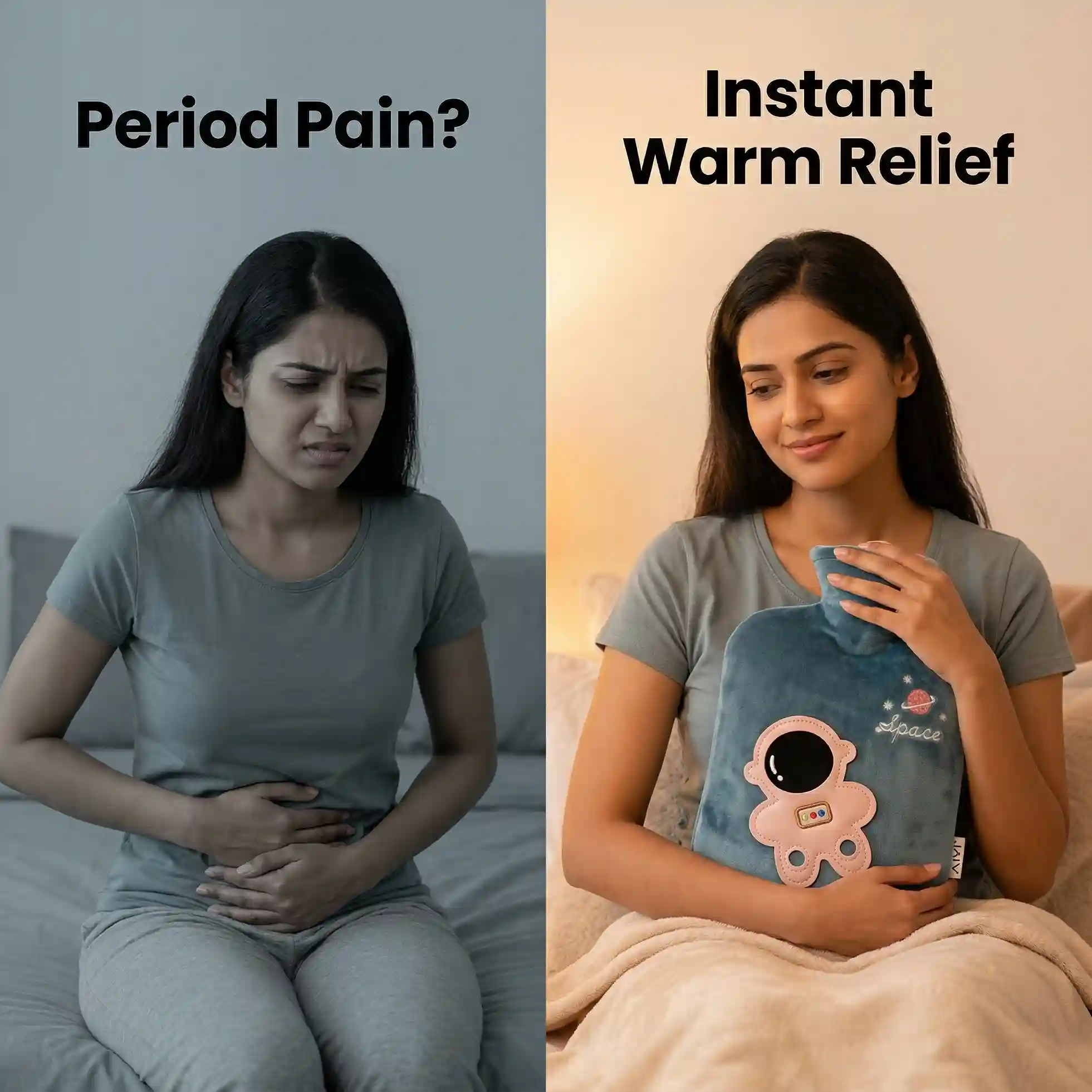 Pink Rubber Hot Water bag for Period Pain Relief
