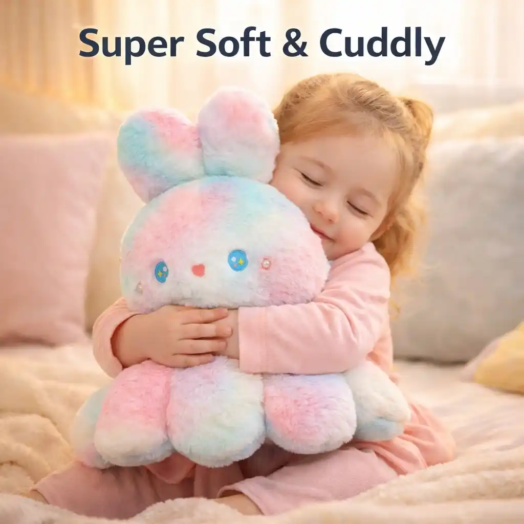 Rainbow Cuddly Octopus Plush Toy 30cm for Kids