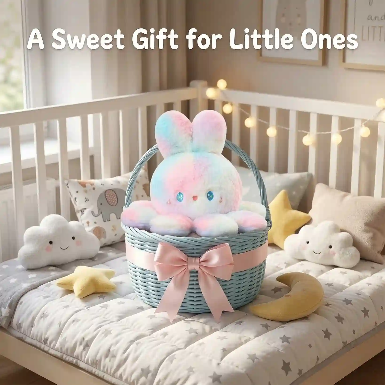 Rainbow Cuddly Octopus Plush Toy 30cm for Kids