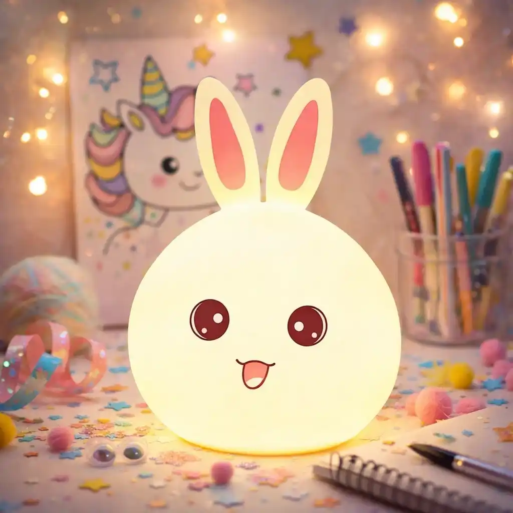 Silicone Rabbit Night Light 7 Color Rechargeable